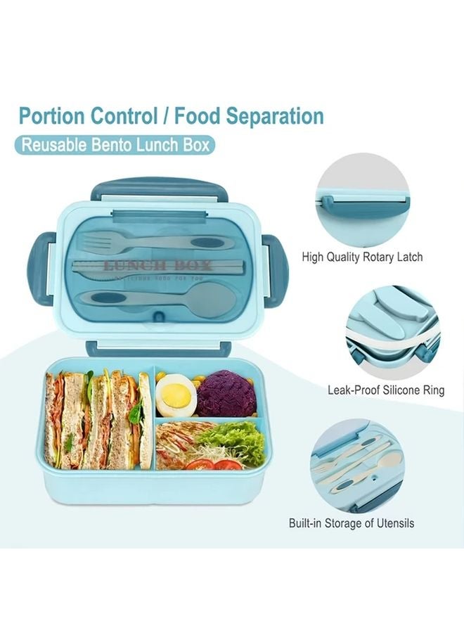 Khaki Leak Proof Lunch Box With Utensils 40 58oz Microwave Safe For School Office Picnic - Image 2
